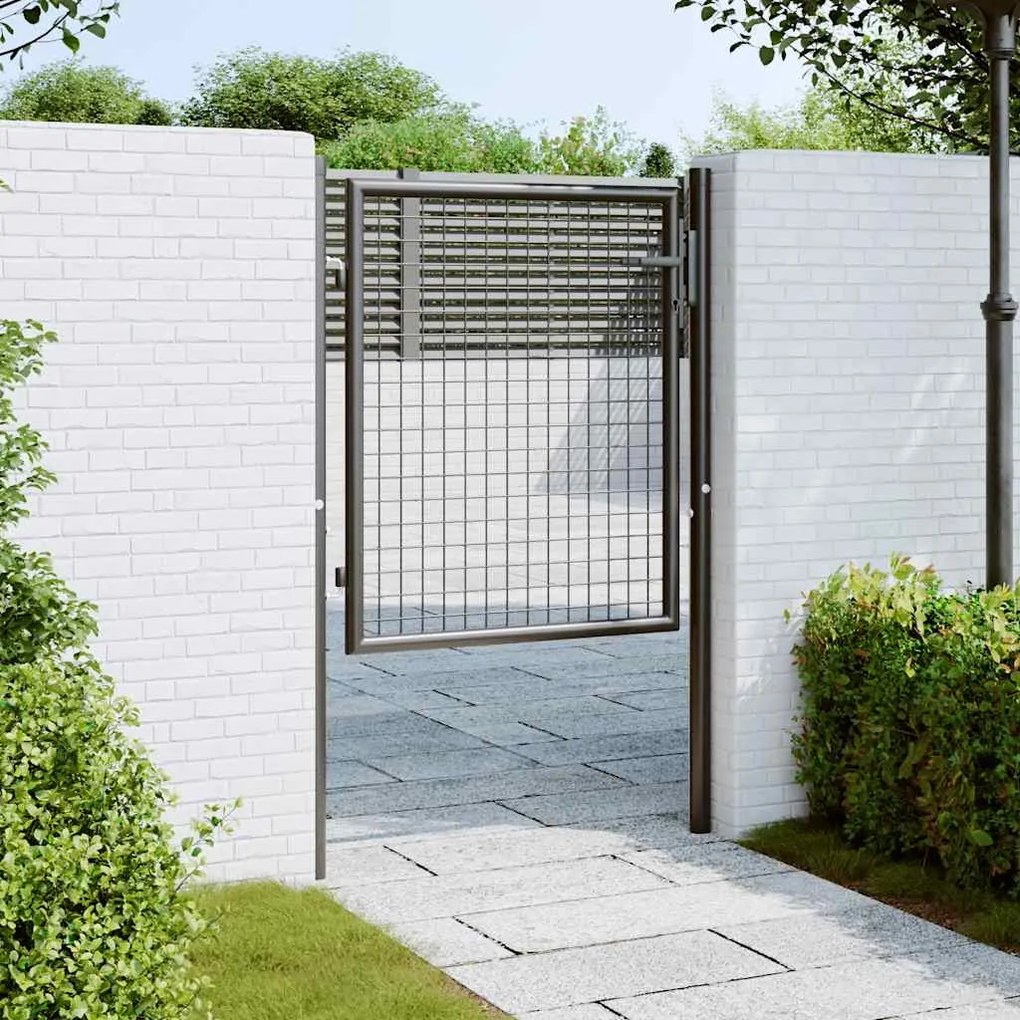 vidaXL Πόρτα Κήπου με Πλέγμα Γκρι 100x75 εκ. από Γαλβανισμένο Ατσάλι