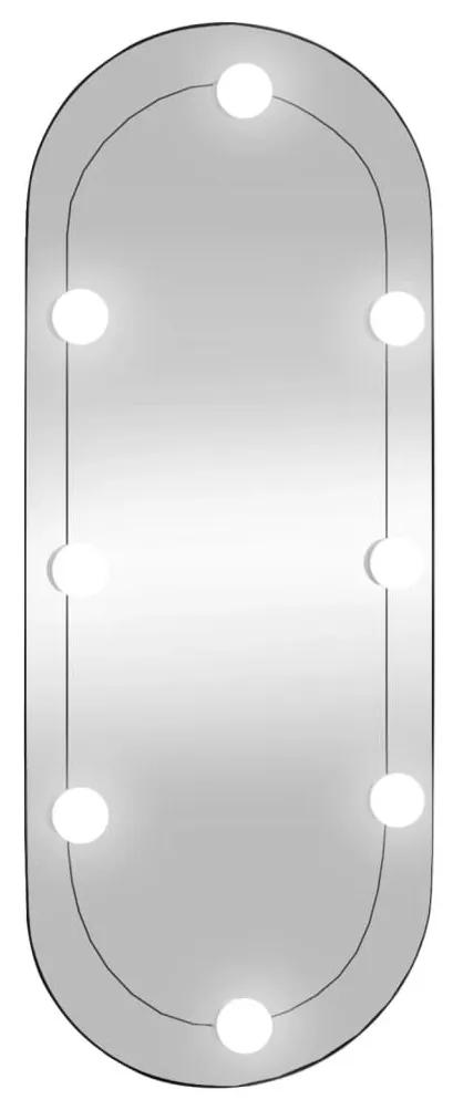 Καθρέφτης Τοίχου Οβάλ με Φώτα LED 30x70 εκ. από Γυαλί - Ασήμι