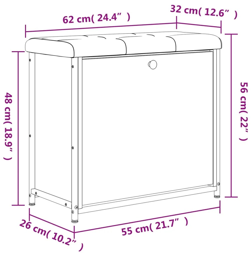 Παπουτσοθήκη με Ανακλ. Συρτάρι Καφέ Δρυς 62x32x56 εκ. - Καφέ