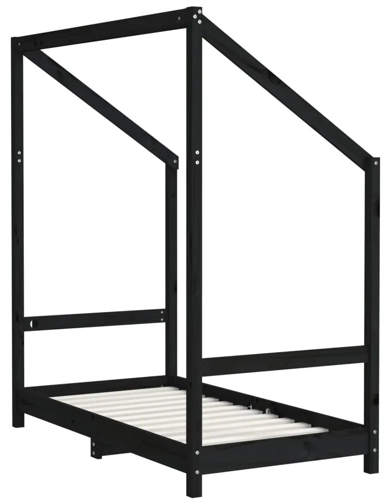vidaXL Πλαίσιο Κρεβατιού Μαύρο 2x(70x140) εκ. από Μασίφ Ξύλο Πεύκου
