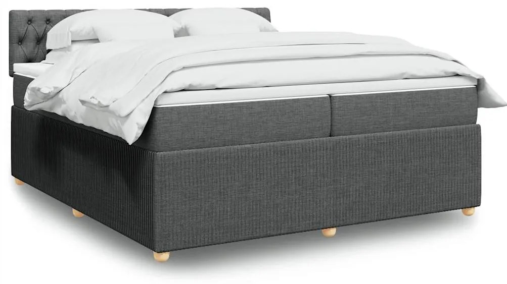 vidaXL Κρεβάτι Boxspring με Στρώμα Σκούρο Γκρι 200x200 εκ. Υφασμάτινο