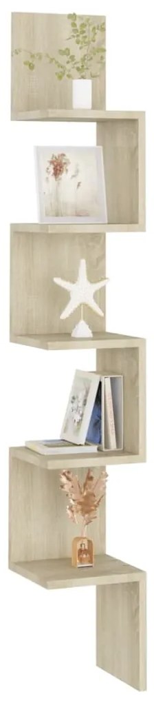 vidaXL Γωνιακή Ραφιέρα Τοίχου Ξύλο Δρυός 20x20x127,5εκ. από Επεξ. Ξύλο