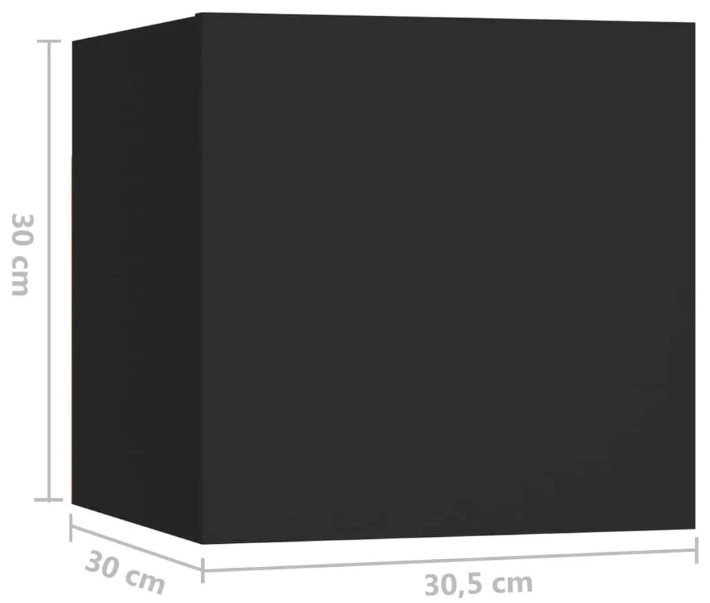 Κομοδίνα 2 Τεμαχίων Μαύρα 30,5 x 30 x 30 εκ. από Επεξ. Ξύλο - Μαύρο