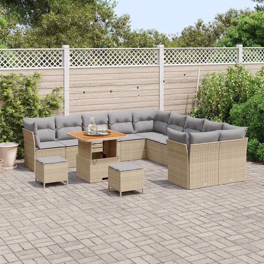 vidaXL Σετ Καναπέ Κήπου 13 pcs μπεζ και ανοιχτό γκρι 80 x 80 x 71 cm