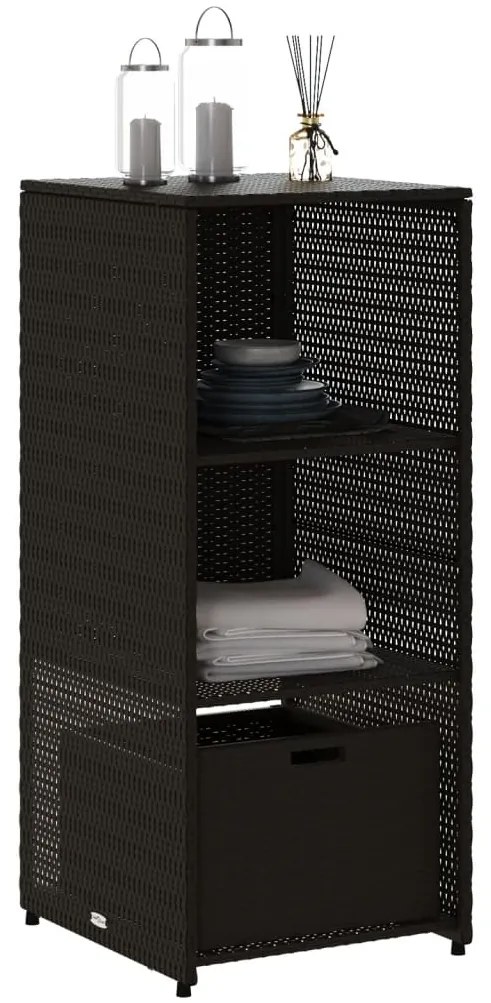 vidaXL Ντουλάπι Αποθήκευσης Κήπου Μαύρο 50x55x115 εκ. Συνθετικό Ρατάν