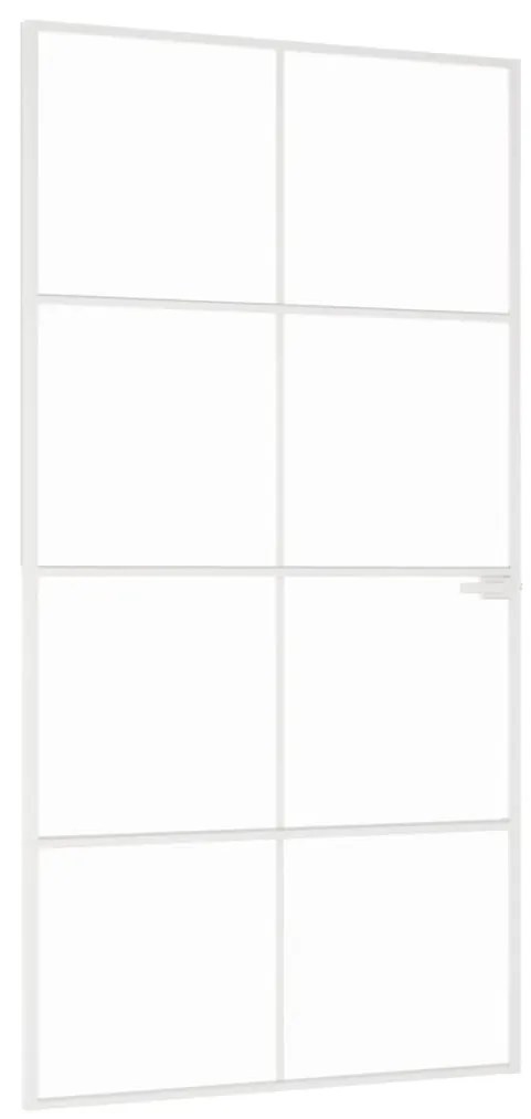vidaXL Εσωτερική Πόρτα Λευκή 102x201,5εκ. Ψημένο Γυαλί&Λεπτό Αλουμίνιο