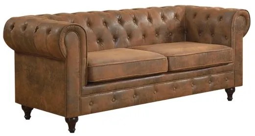 WOODWELL Ε942,3CHESTERFIELD York Kαναπές 3Θέσιος Σαλονιού - Καθιστικού, Ύφασμα Απόχρωση Καφέ Camel 190x82x77cm Ε942,3