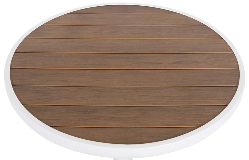 ΤΡΑΠΕΖΙ ΑΛΟΥΜΙΝΙΟΥ ΣΤΡΟΓΓΥΛΟ ALEXA HM6086.02 ΛΕΥΚΟ-POLYWOOD TOP ΦΥΣΙΚΟ Φ60x73Υεκ.