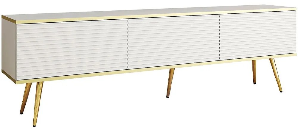 Έπιπλο Τηλεόρασης Oro P_ORO_BTV_Bi_MDF_GL 175x32x53cm White-Gold