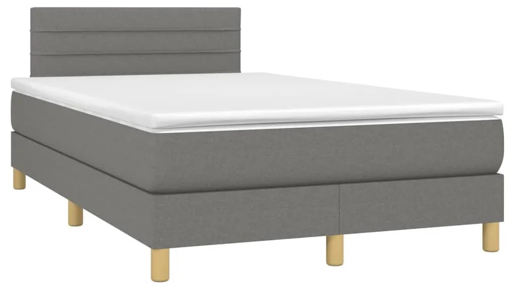 Κρεβάτι Boxspring με Στρώμα Σκούρο Γκρι 120x200 εκ. Υφασμάτινο - Γκρι