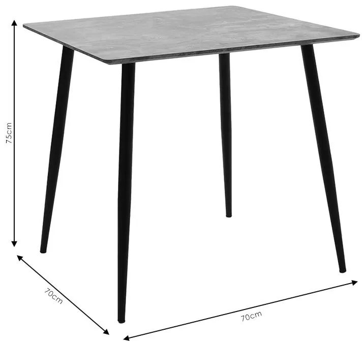 Τραπέζι Cuba MDF γκρι cement-μαύρο 70x70x75εκ 70x70x75 εκ.