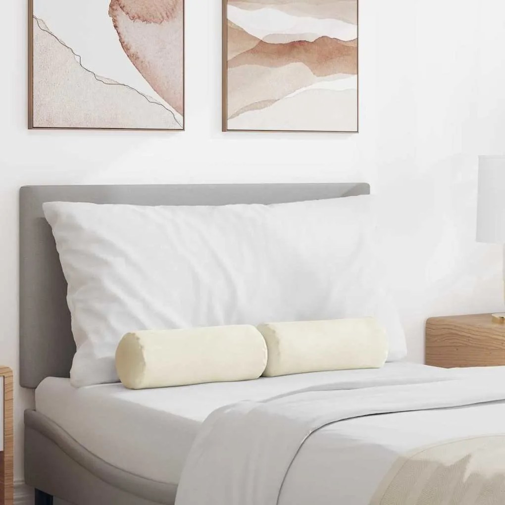 vidaXL Μαξιλάρια Στήριγμα 2 pcs Κρεμ Ø 15 x 40 εκ Υφασμάτινο Κορντουρά