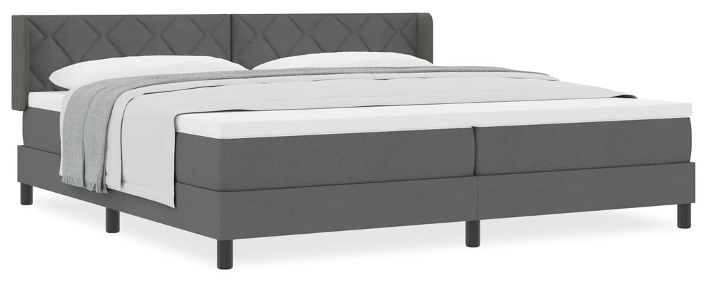 vidaXL Κρεβάτι Box Spring με Στρώμα σε Σκούρο Γκρι, 200x200 εκ., Ύφασμα.