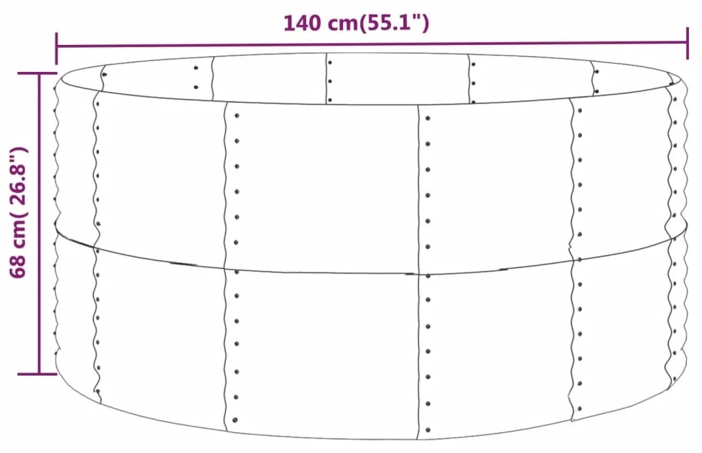 vidaXL Ζαρντινιέρα Γκρι 140x140x68 εκ. Γαλβανισμένος χάλυβας