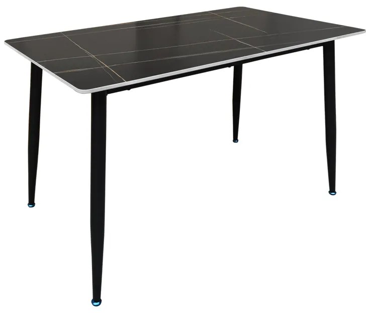 Τραπέζι Pembe pakoworld sintered stone μαύρη όψη μαρμάρου με μαύρα μεταλλικά πόδια 120x70x75εκ