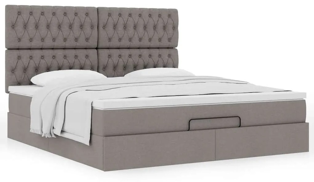 vidaXL Οθωμανικό κρεβάτι με στρώμα Taupe 180x200cm ύφασμα