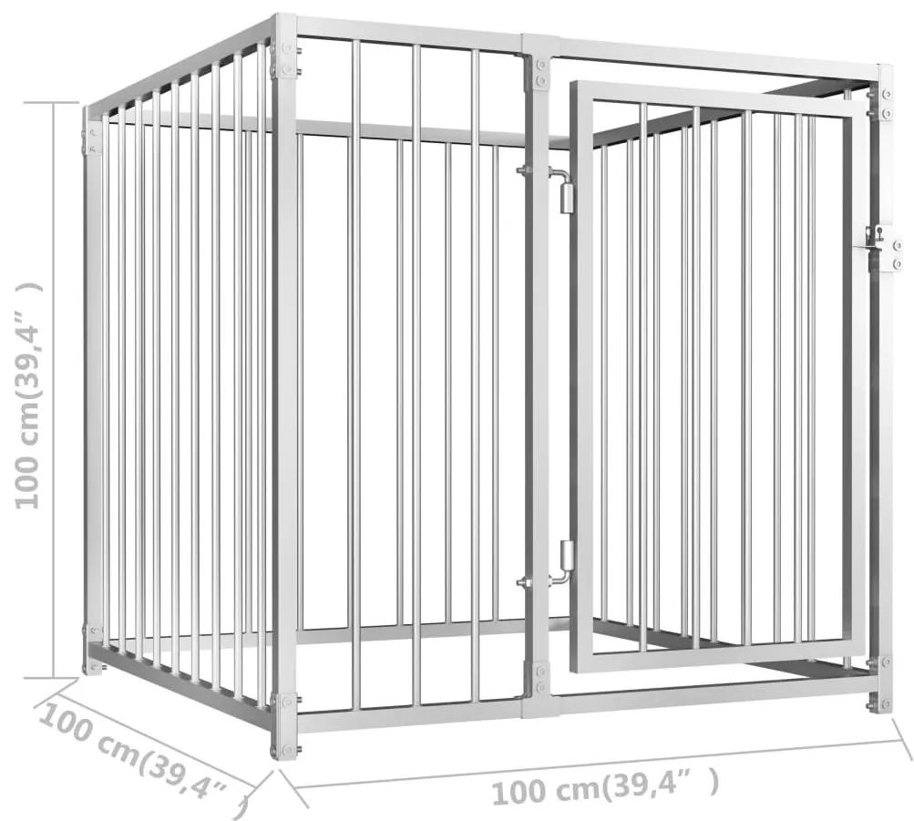 Κλουβί Σκύλου Εξωτερικού Χώρου 100 x 100 x 100 εκ. - Ασήμι