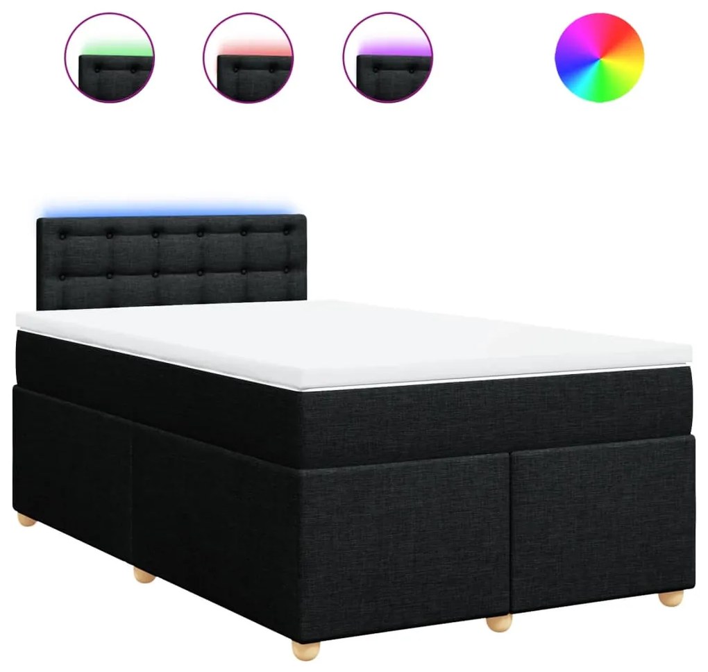 vidaXL Κρεβάτι Boxspring με Στρώμα Μαύρο 120x190 εκ. Υφασμάτινο