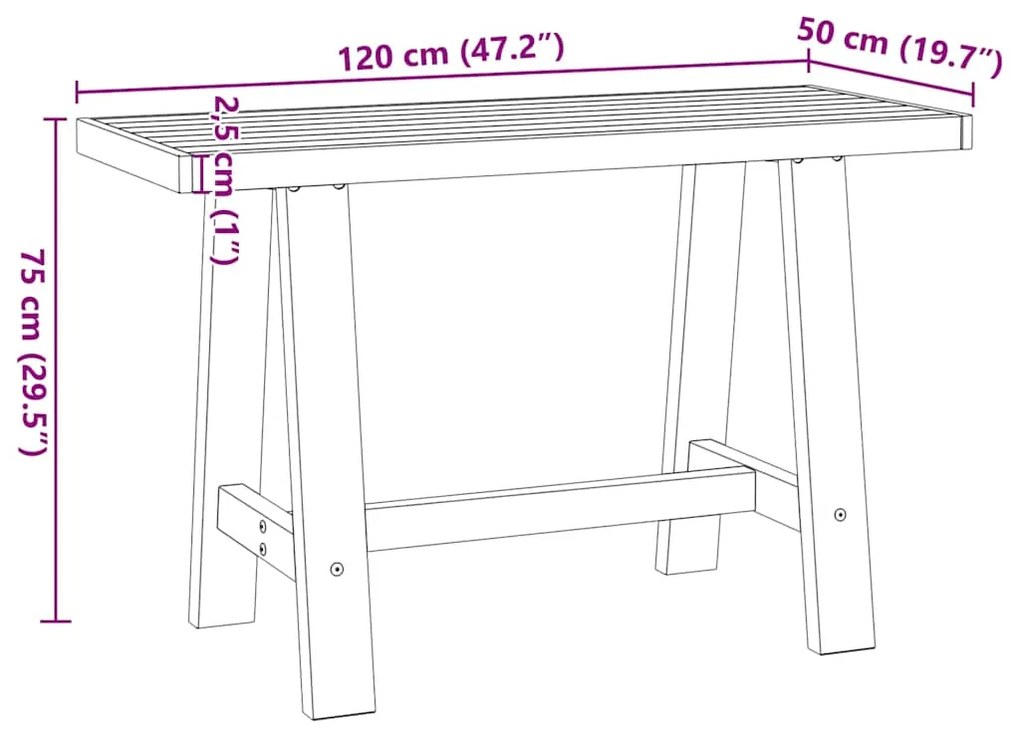 Γραφείο NOAIN με πόδια σχήματος Α 120x50x75 cm μασίφ ξύλο πεύκο - Καφέ