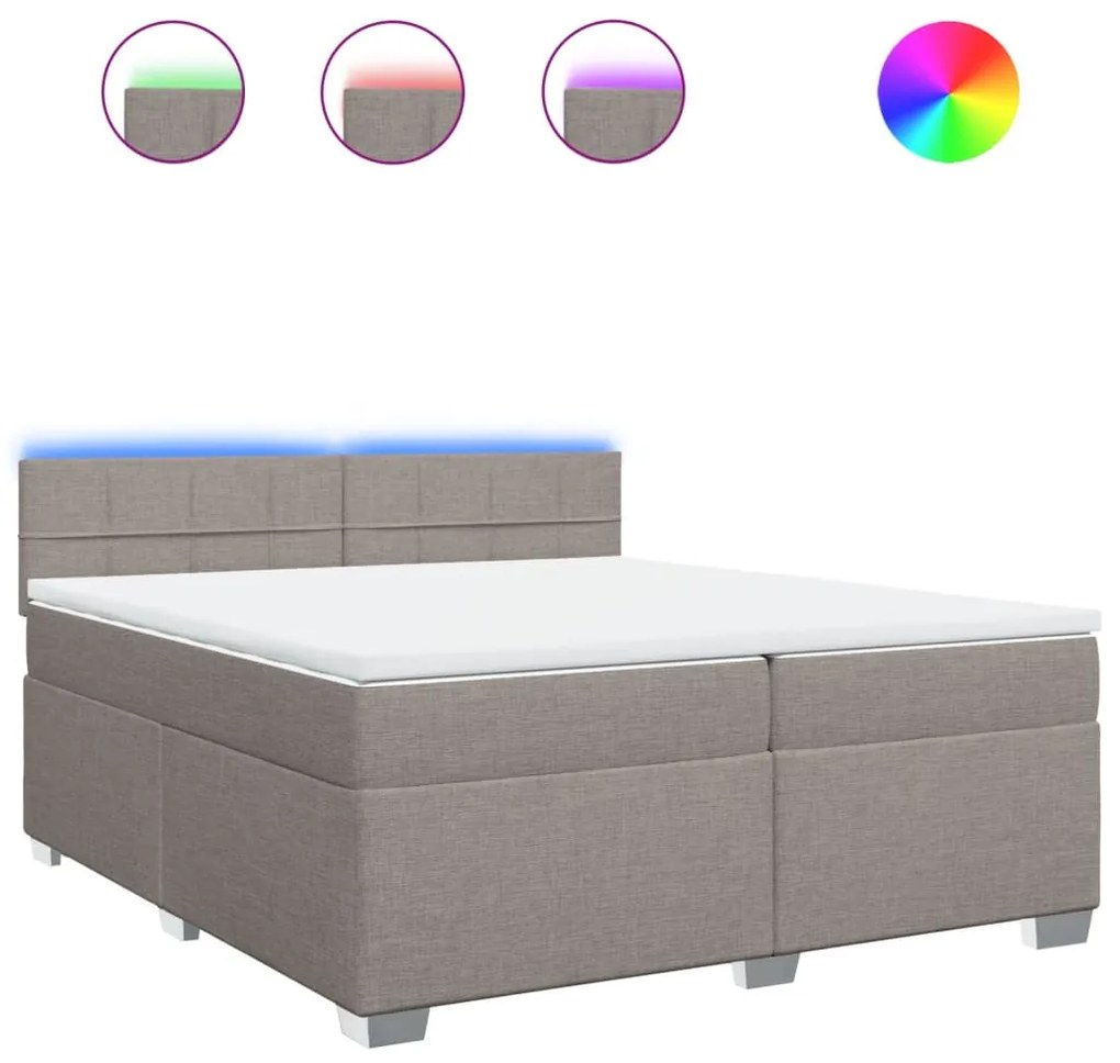 vidaXL Κρεβάτι Boxspring με Στρώμα Taupe 200x200 εκ. Υφασμάτινο