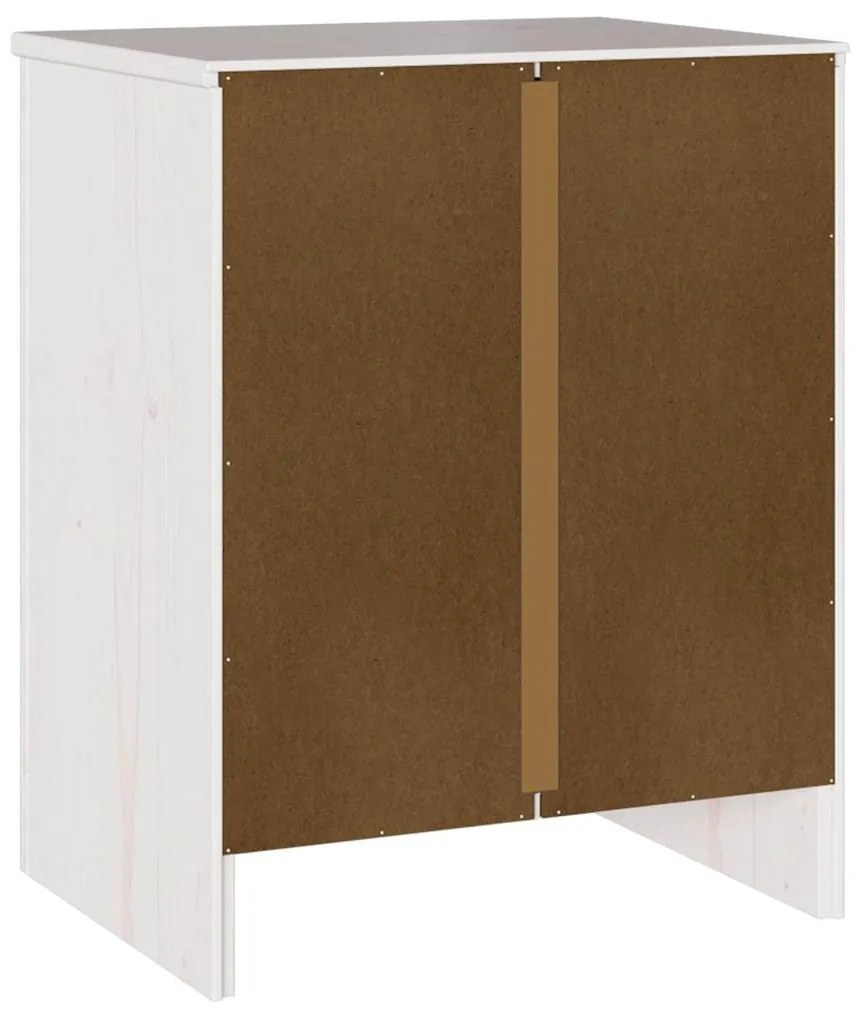vidaXL Κομοδίνο με συρτάρι Λευκό 45 x 35 x 56 εκ. Μασίφ ξύλο πεύκου