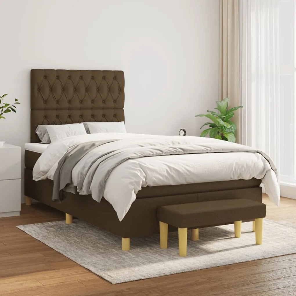 ΚΡΕΒΑΤΙ BOXSPRING ΜΕ ΣΤΡΩΜΑ ΣΚΟΥΡΟ ΚΑΦΕ 120X190 ΕΚ ΥΦΑΣΜΑΤΙΝΟ 3270428