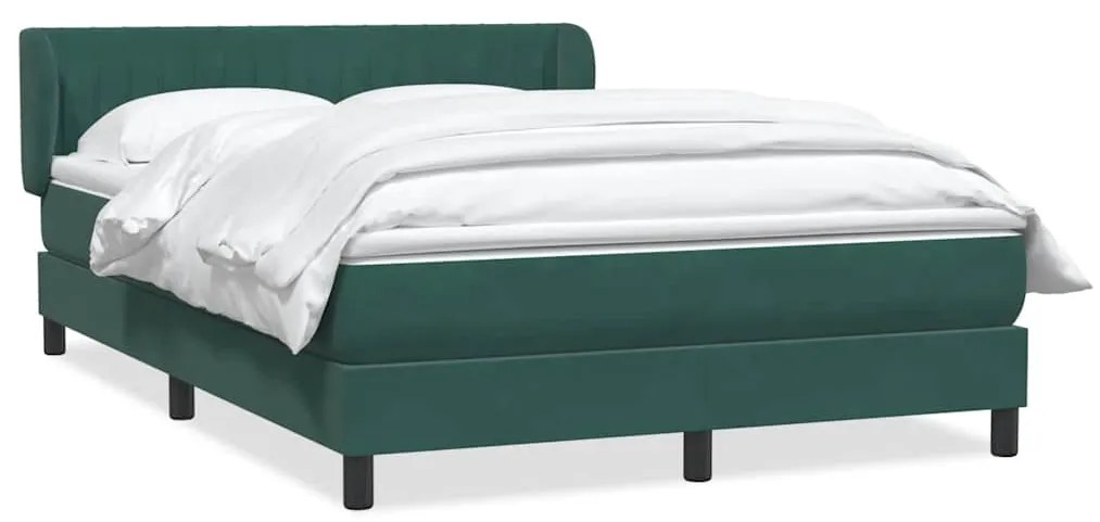 vidaXL Κρεβάτι Boxspring με Στρώμα Σκούρο Πράσινο 160x210εκ. Βελούδινο