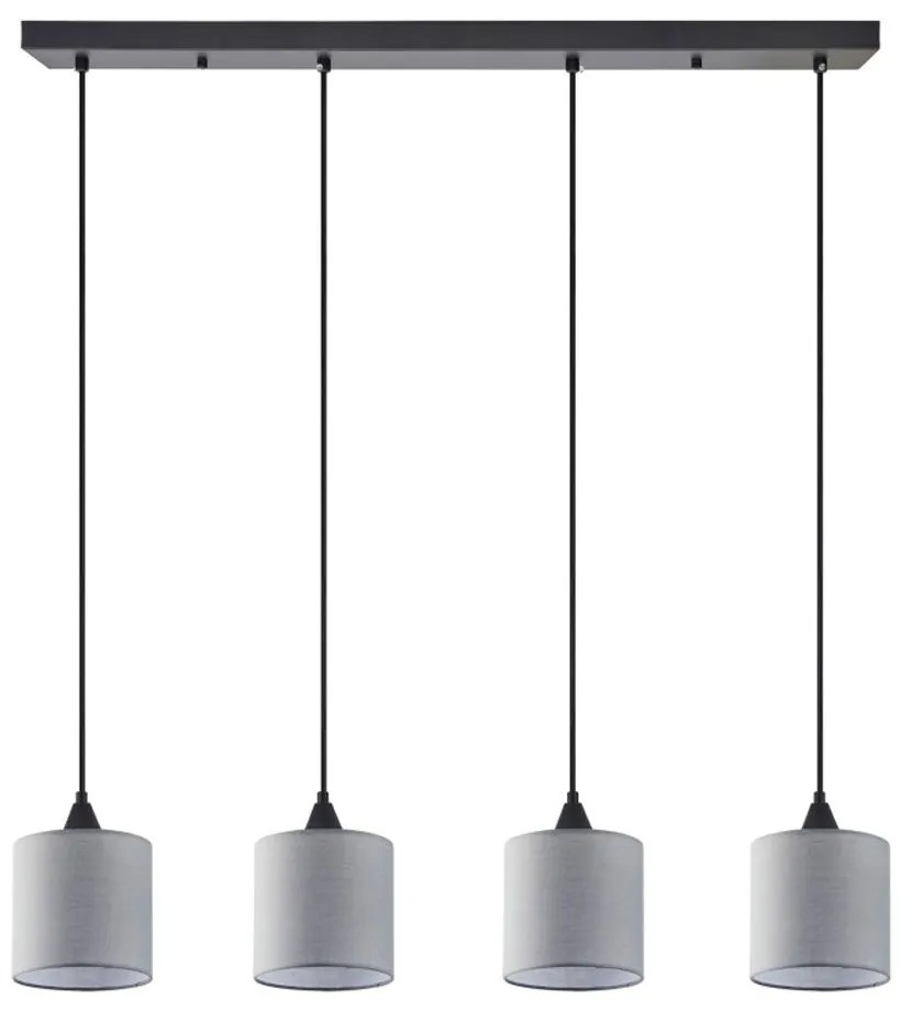 Φωτιστικό Οροφής - Ράγα Adept 77-9022 85x300cm 4xE27 60W Black-Grey Homelighting Metal, Fabric
