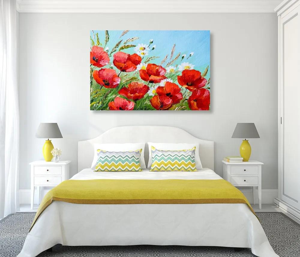 Εικόνα ζωγραφισμένες παπαρούνες αγρού - 120x80