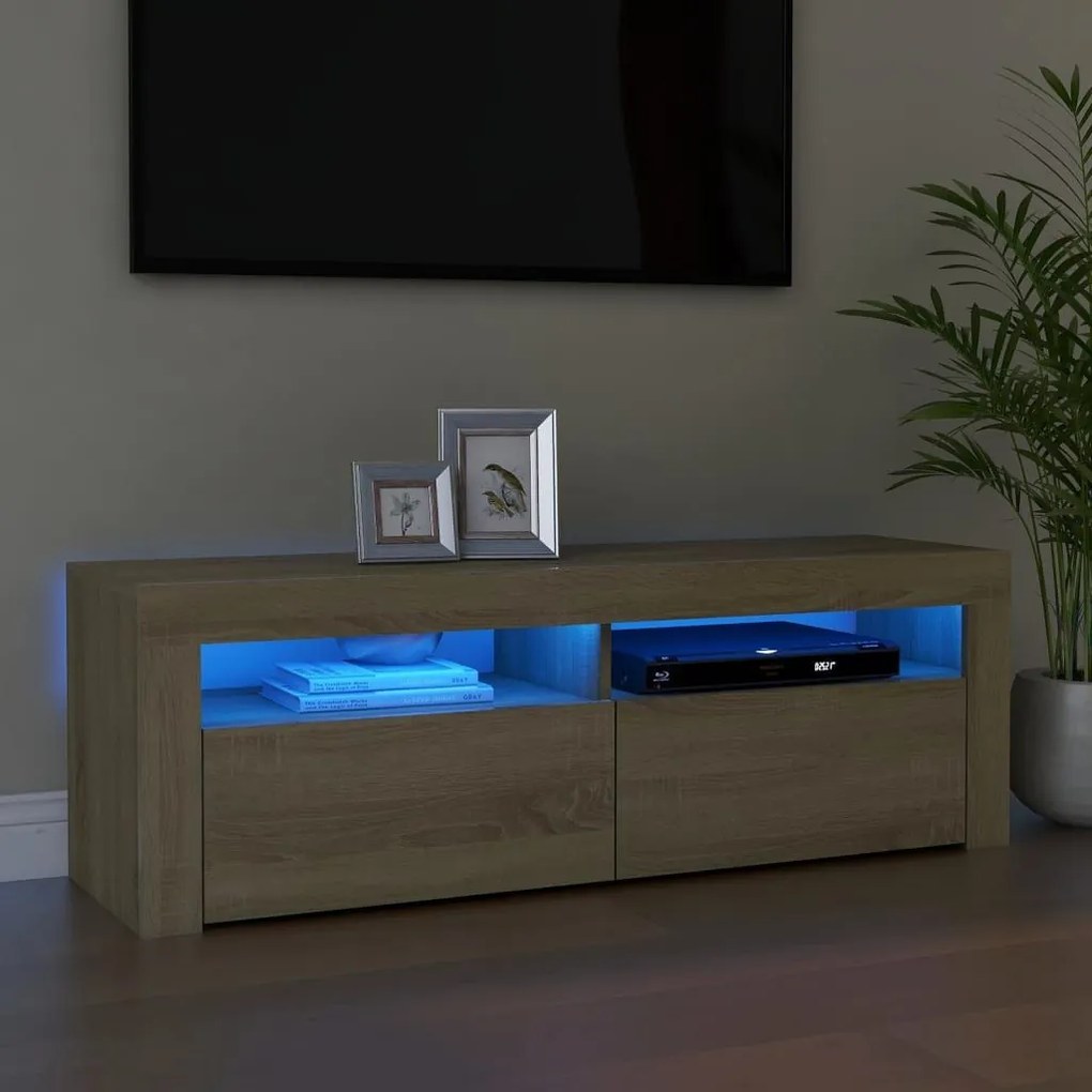 Έπιπλο Τηλεόρασης με LED Sonoma Δρυς 120x35x40 εκ. 804313