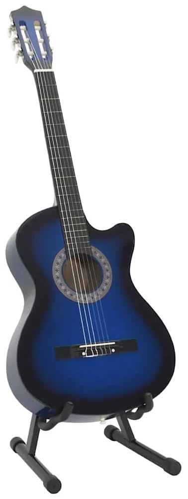 vidaXL Κιθάρα Western Classical Cutaway Σετ 12 Τεμ. 6 Χορδές Μπλε 38&quot;