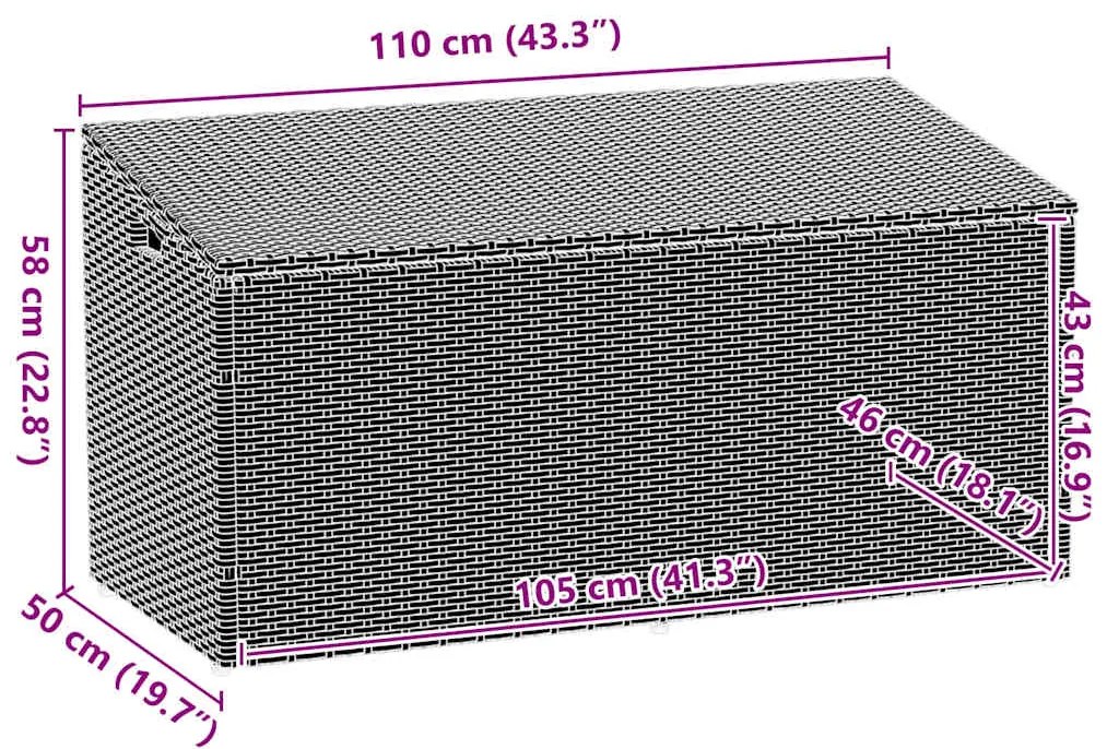 BOX ΑΠΟΘΗΚΕΥΣΗΣ ΚΗΠΟΥ ΜΠΕΖ 110X50X58 CM POLY RATTAN 4104072