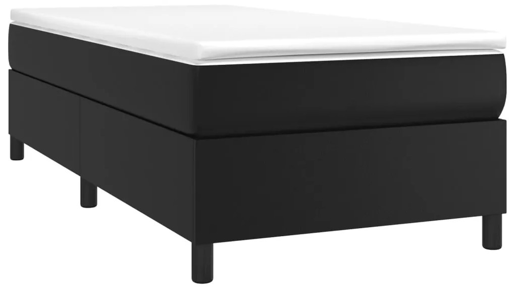 vidaXL Κρεβάτι Boxspring με Στρώμα Μαύρο 90x200εκ. από Συνθετικό Δέρμα