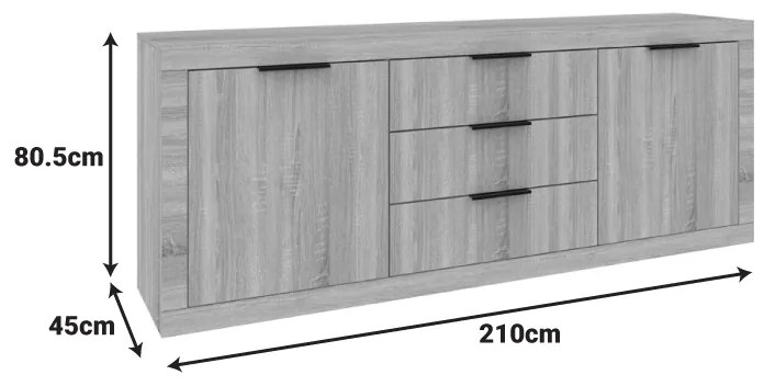 Μπουφές Doha pakoworld σε λευκή απόχρωση 210x45x80.5εκ