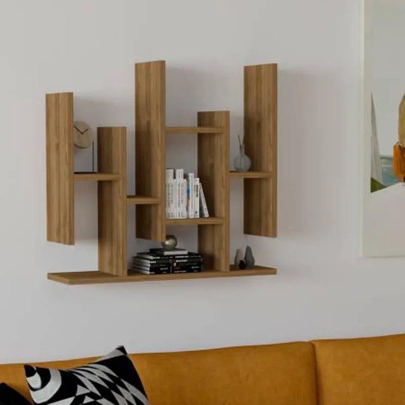 Ραφιέρα τοίχου Bemba σε καρυδί απόχρωση 70x19,6x68,8 εκ. 70x19.6x68.8 εκ.