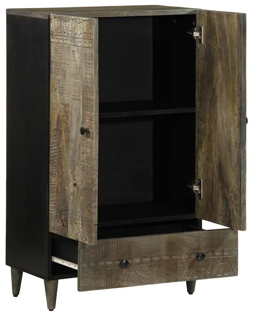 Highboard 60x33x110 cm μασίφ ξύλο Mango - Μαύρο