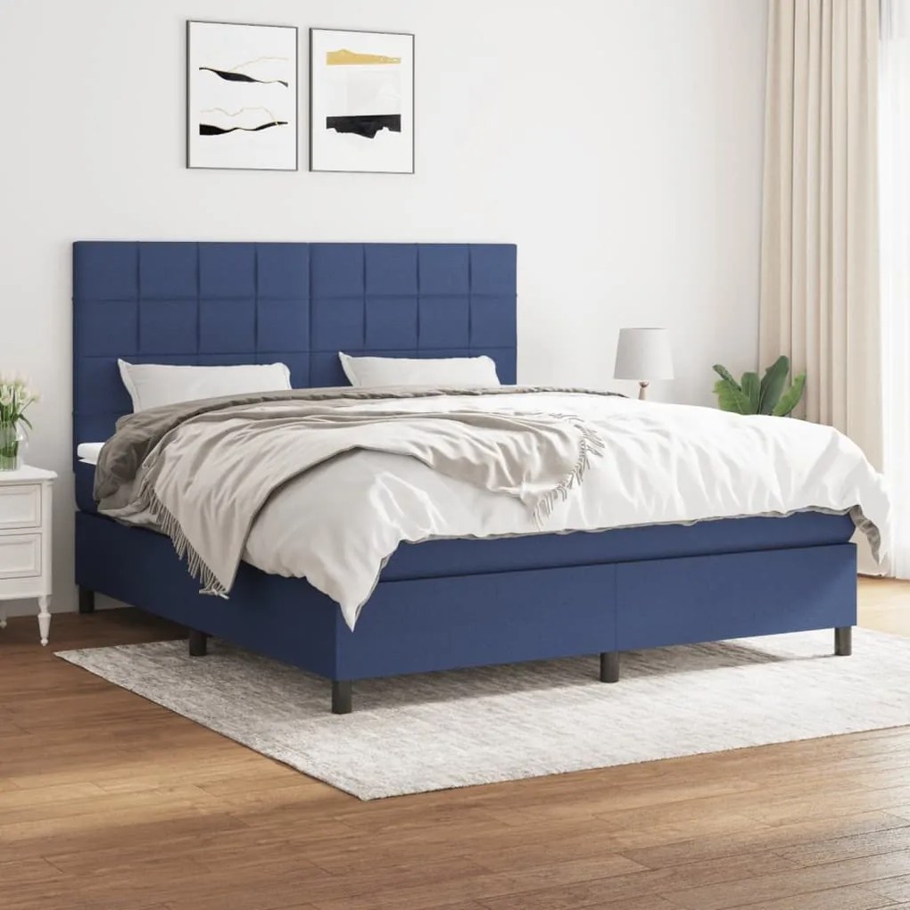 ΚΡΕΒΑΤΙ BOXSPRING ΜΕ ΣΤΡΩΜΑ ΜΠΛΕ 160X200 ΕΚ. ΥΦΑΣΜΑΤΙΝΟ 3141791