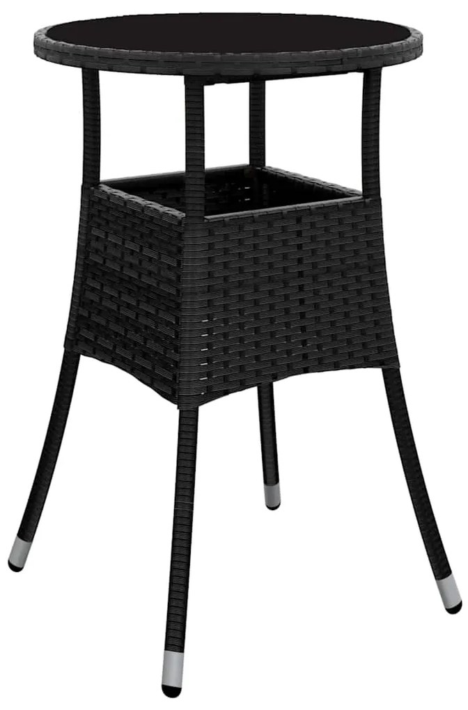 vidaXL 3 κομμάτια σετ κήπου από μαύρο πολυ rattan