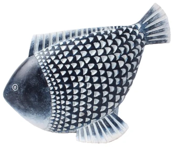 CHROMIS 1 DECO ΨΑΡΙ POLYRESIN ΜΠΛΕ ΛΕΥΚΟ 22,5x7,5xH18cm - 020847 - 020847