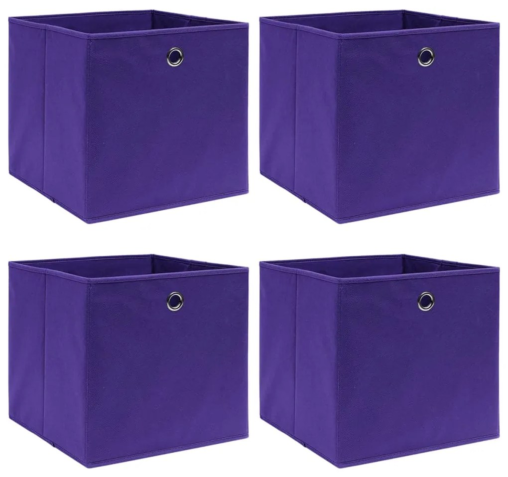 vidaXL Κουτιά Αποθήκευσης 4 τεμ. Μοβ 28x28x28 εκ. Ύφασμα Non-woven
