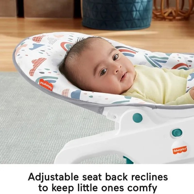 Κούνια - ριλάξ Fisher-Price GVG93,  Έως 18kg,  Δόνηση, Κλείνει και μεταφέρεται εύκολα, Λευκό