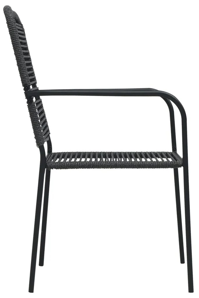 vidaXL Σετ Τραπεζαρίας Κήπου 5 τεμ. Μαύρο Ατσάλι &amp; Βαμβακερό Σχοινί