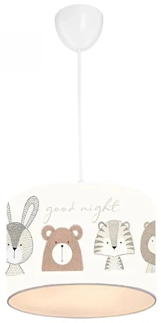 Φωτιστικό παιδικό μονόφωτο "ΖΩΑΚΙΑ ΖΟΥΓΚΛΑΣ" από ύφασμα σε εκρού χρώμα Ε27 Φ30x70