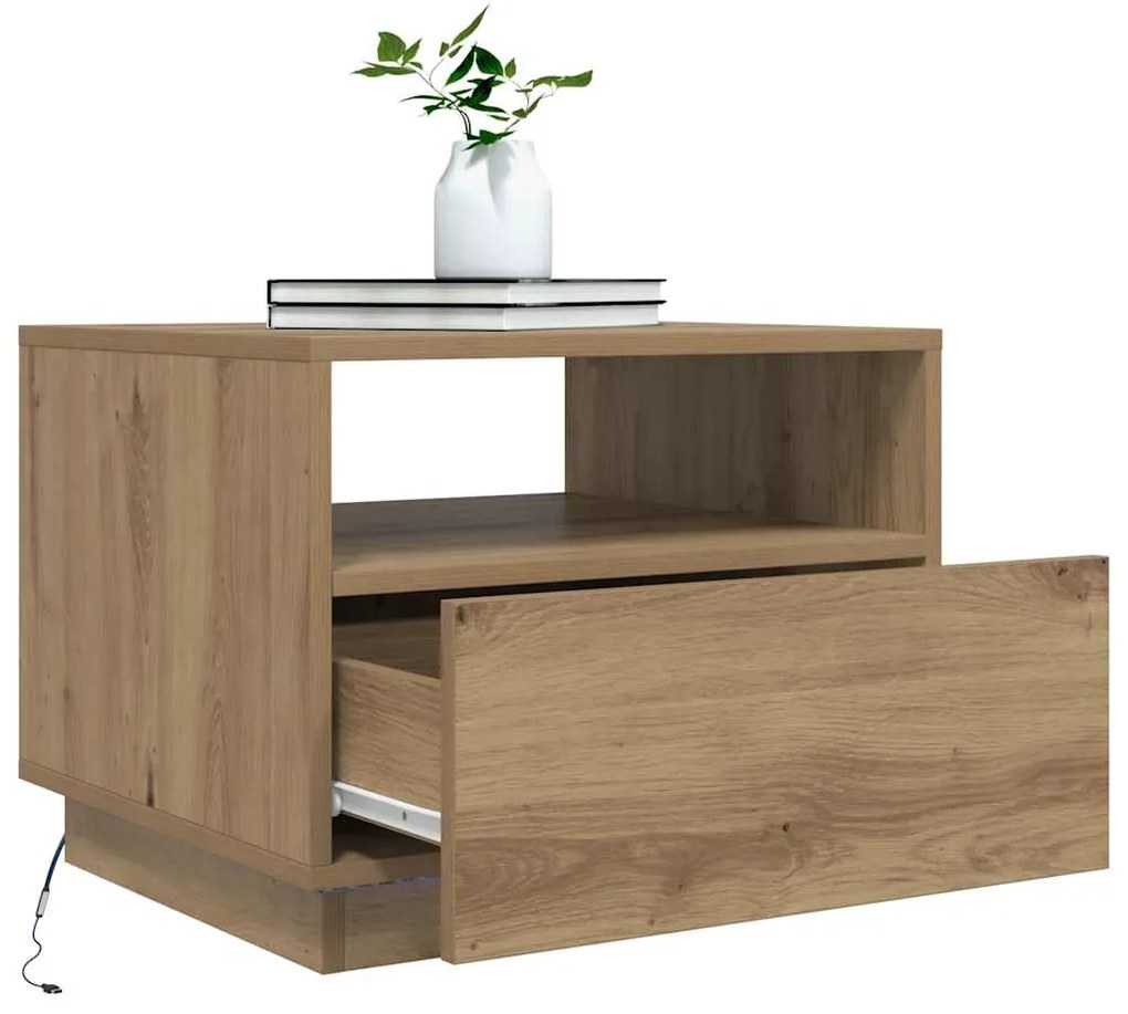 vidaXL Τραπεζάκι Σαλονιού με LED Artisan Δρυς 50x49x40 εκ.