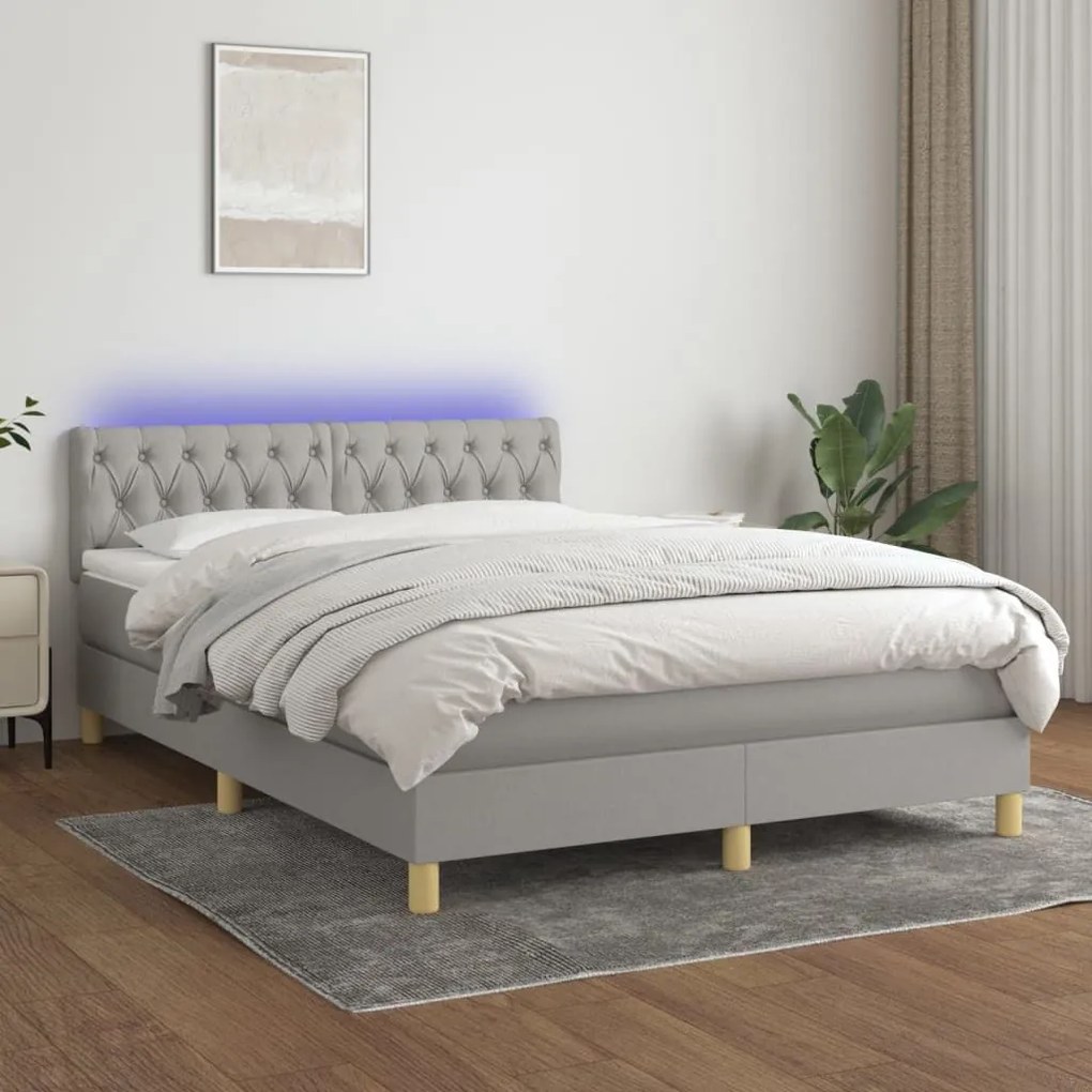 ΚΡΕΒΑΤΙ BOXSPRING ΜΕ ΣΤΡΩΜΑ &amp; LED ΑΝ.ΓΚΡΙ 140X200 ΕΚ ΥΦΑΣΜΑΤΙΝΟ 3133957