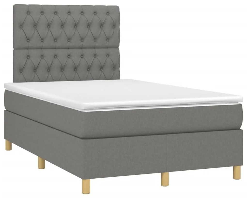 Κρεβάτι Boxspring με Στρώμα Σκούρο Γκρι 120x190 εκ Υφασμάτινο - Γκρι