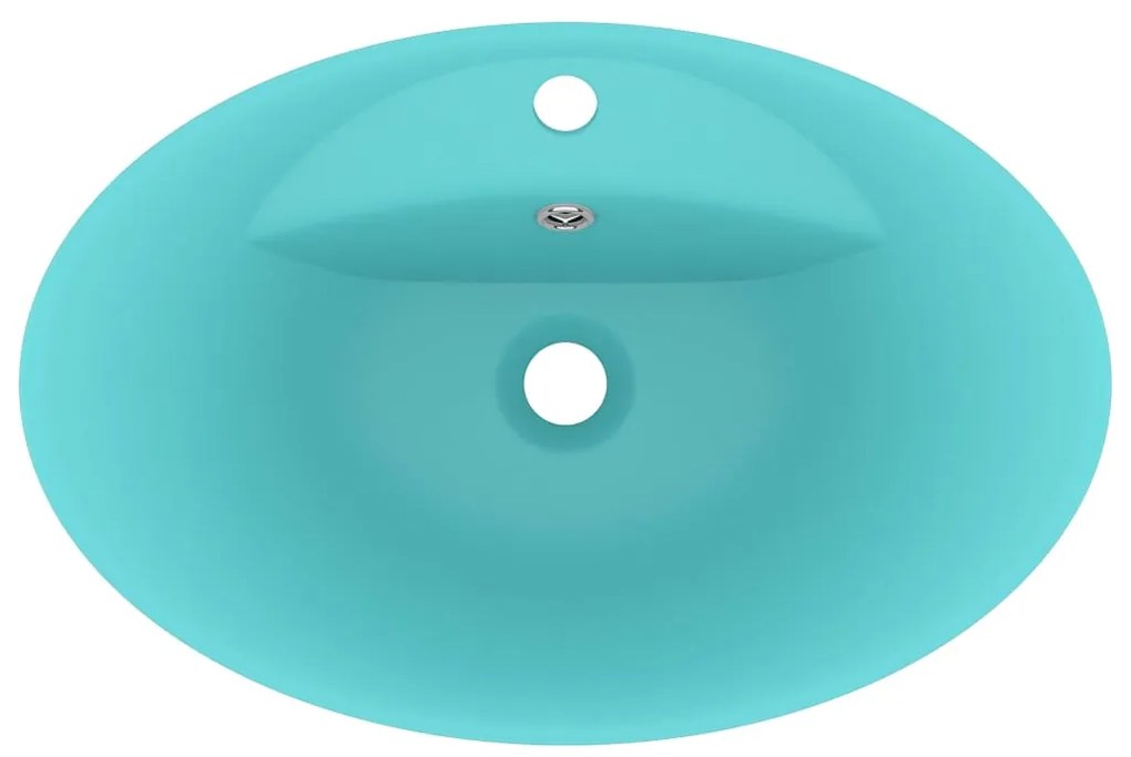 vidaXL Νιπτήρας με Υπερχείλ. Οβάλ Αν. Πράσινο Ματ 58,5x39 εκ Κεραμικός