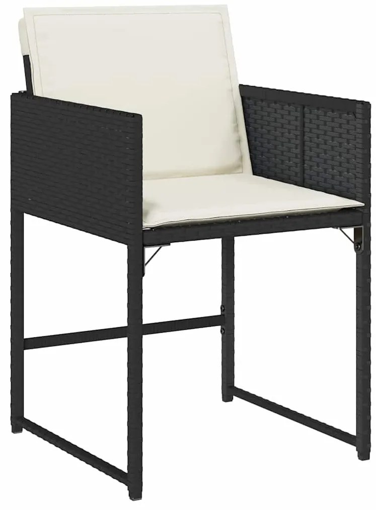 vidaXL Σέτ φαγητού για κήπο με μαξιλάρι 5 pcs Μαύρο Πολυ ράταν