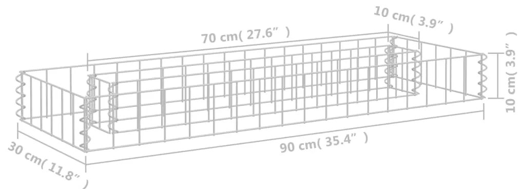 vidaXL Συρματοκιβώτιο-Γλάστρα Υπερυψωμένη 90x30x10 εκ. Γαλβ. Χάλυβας