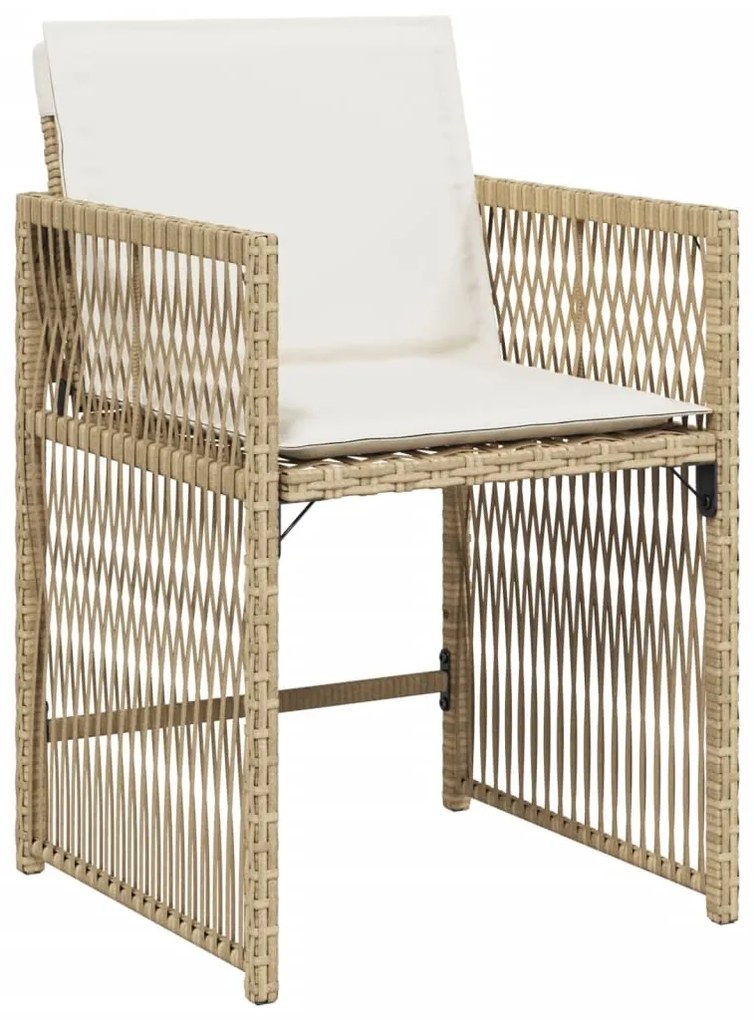 vidaXL Καρέκλες Κήπου 4 τεμ. Μπεζ Συνθετικό Ρατάν με Μαξιλάρια